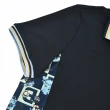 【ILEY 伊蕾】時髦字母扶桑花拼接率性polo領H型洋裝(深藍色；M-XL；1232367004)