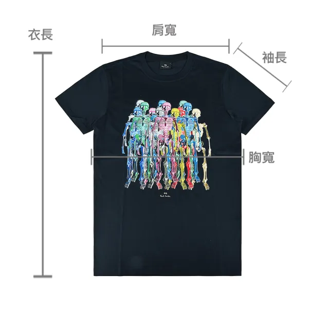 【Paul Smith】PAUL SMITH字母標籤LOGO彩色骷顱設計純棉短袖T恤(男款/海軍藍)