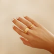 【CReAM】Dawn歐美寬版條紋扭結輕奢設計鍍18K金色戒指(新年 過年 送禮 禮物)