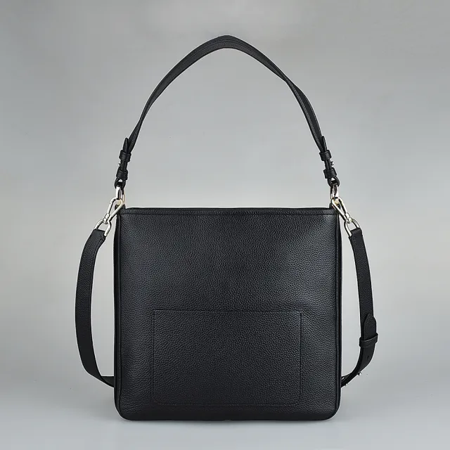 【KATE SPADE】Kate Spade HUDSON HOBO金字LOGO荔枝紋牛皮拉鍊肩背斜背包(大/黑)