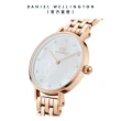 【Daniel Wellington】DW 手錶 Petite Melrose Lumine 28mm 星辰貝母盤珠寶式錶鏈-白錶盤(DW00100613)