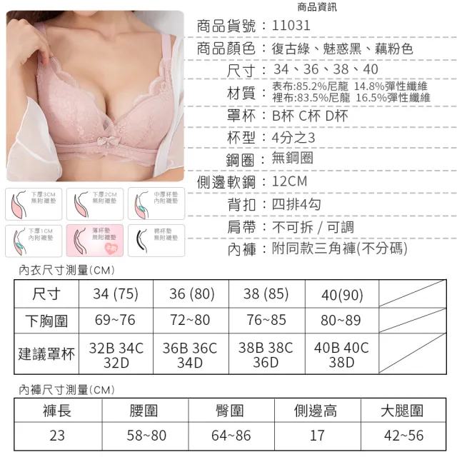 【香草甜心】仙氣蕾絲勾勒性感集中防副乳機能包覆無鋼圈成套內衣(無鋼圈 機能包覆 蕾絲 防副乳 大尺碼)