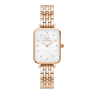 【Daniel Wellington】DW 手錶 Quadro Melrose Lumine 20X26 星辰貝母盤珠寶式錶鏈-白錶盤(DW00100620)