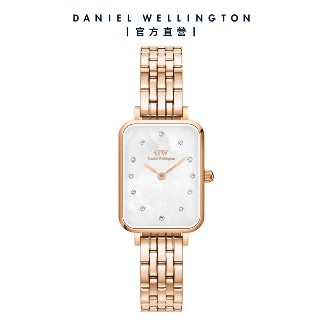 【Daniel Wellington】DW 手錶 Quadro Melrose Lumine 20X26 星辰貝母盤珠寶式錶鏈-白錶盤(DW00100620)