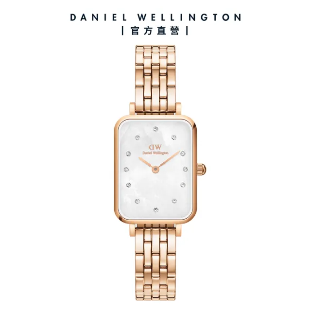 【Daniel Wellington】DW 手錶 Quadro Melrose Lumine 20X26 星辰貝母盤珠寶式錶鏈-白錶盤(DW00100620)