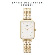 【Daniel Wellington】DW 手錶 Quadro Evergold 20X26 香檳金珠寶式錶鏈-白錶盤(DW00100622)