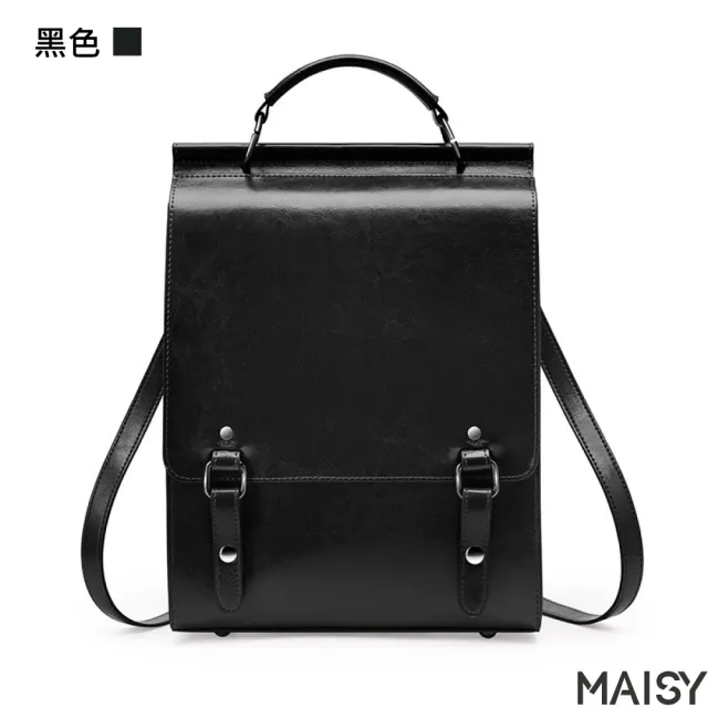 【MAISY】真皮復古英倫風學院電腦包(真皮包包 現+預 土黃色／棕色／黑色)