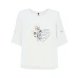 【ILEY 伊蕾】甜美花卉愛心圖樣拼接雪紡上衣(白色；M-XL；1231071204)
