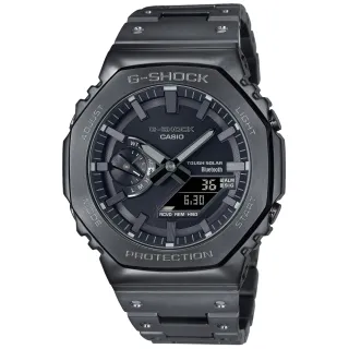 【CASIO 卡西歐】G-SHOCK 金屬 黑 八角形錶殼 雙顯腕錶 禮物推薦 送禮首選(GM-B2100BD-1A)