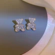 【SECRET BOX】韓國設計S925銀針滿鑽小熊造型耳環(S925銀針耳環 滿鑽耳環 小熊耳環)