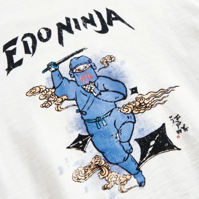 【EDWIN】江戶勝 男裝 忍者系列 伊賀忍者印花短袖T恤(米白色)