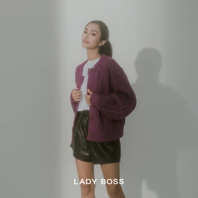 【LADY BOSS】紫麻花毛外套(獨家設計)