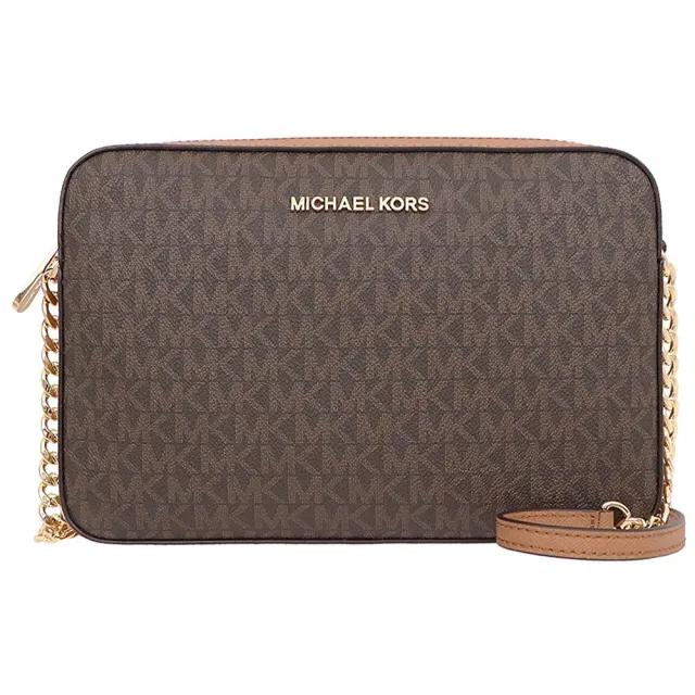 【Michael Kors】JET SET滿版方形斜背包(咖啡)