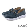【SCONA 蘇格南】全真皮 輕量舒適樂福鞋(藍色 7391-2)
