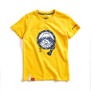 【EDWIN】江戶勝 女裝 忍者系列 注連繩LOGO印花短袖T恤(黃色)