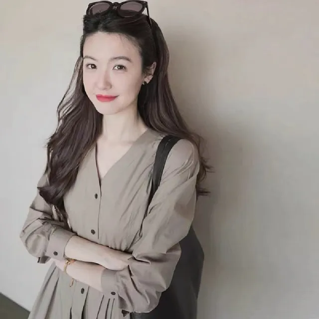 【巴黎精品】現貨+預購 連身裙長袖洋裝(仙女氣質腰帶排扣女裙子色a1ar2)