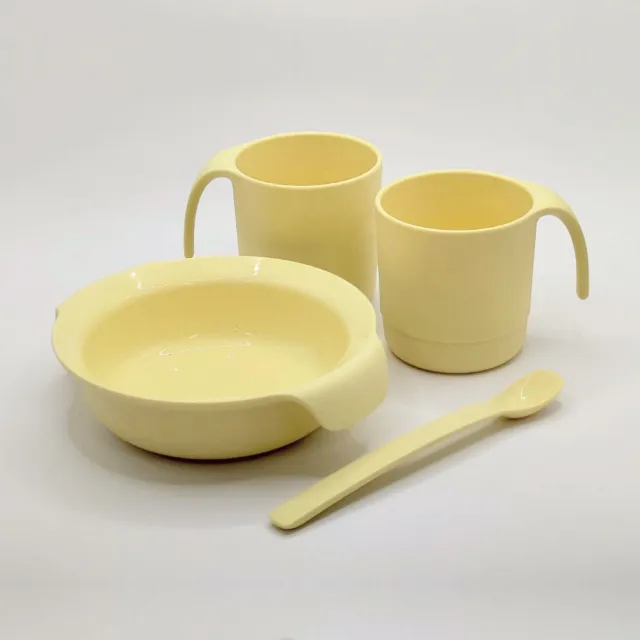 【玉米田】PLA幼兒餐具-淺碗匙組+學習杯2入