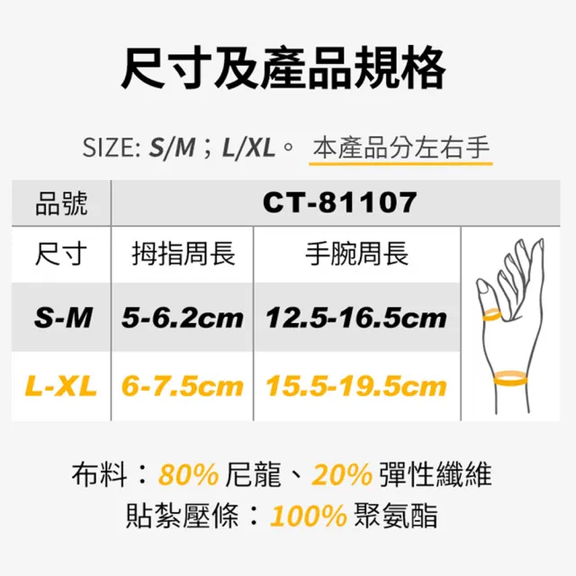 【BodyVine 巴迪蔓】360系列 拇指型護腕2入組 輕薄透氣親膚 CT-81107