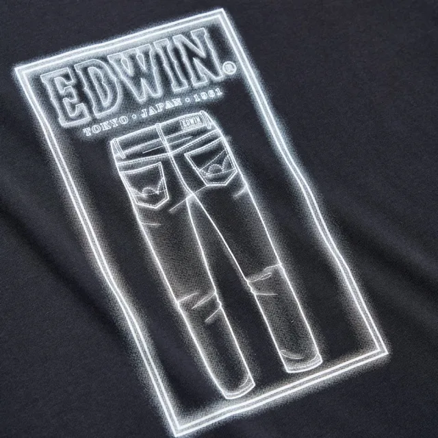【EDWIN】男裝 人氣復刻款 牛仔褲線搞短袖T恤(黑色)