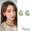 【INES】韓國設計S925銀針法式復古綠色花苞珍珠耳環(S925銀針耳環 花苞耳環 珍珠耳環)