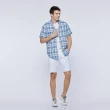 【NAUTICA】男裝 百搭格紋透氣短袖襯衫(藍色)