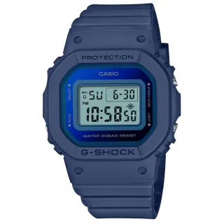 【CASIO 卡西歐】G-SHOCK 時尚經典方形金屬表面電子錶-藍色(GMD-S5600-2 防水200米)