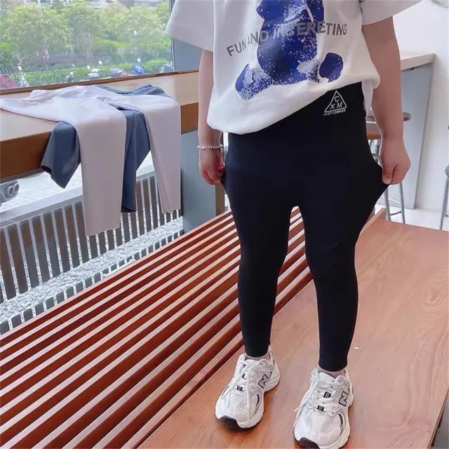 【安朵童舖】現貨韓版兒童女寶緊身冰絲鯊魚九分褲緊身鯊魚九分褲女童鯊魚褲打底褲(07/27)