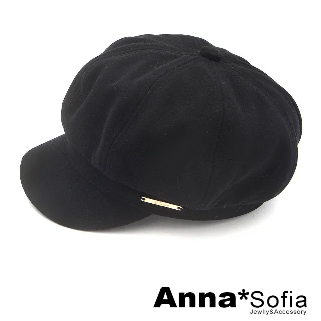 【AnnaSofia】貝蕾帽報童帽鴨舌帽-細點騰霧金條飾 現貨(黑系)