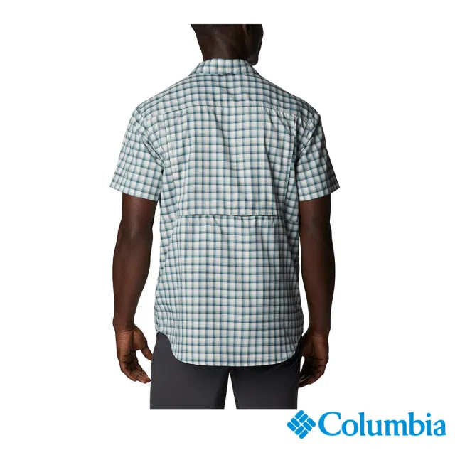 【Columbia 哥倫比亞 官方旗艦】男款-Silver Ridge™超防曬UPF50快排短袖襯衫-綠格紋(UAE09380GX / 2023年