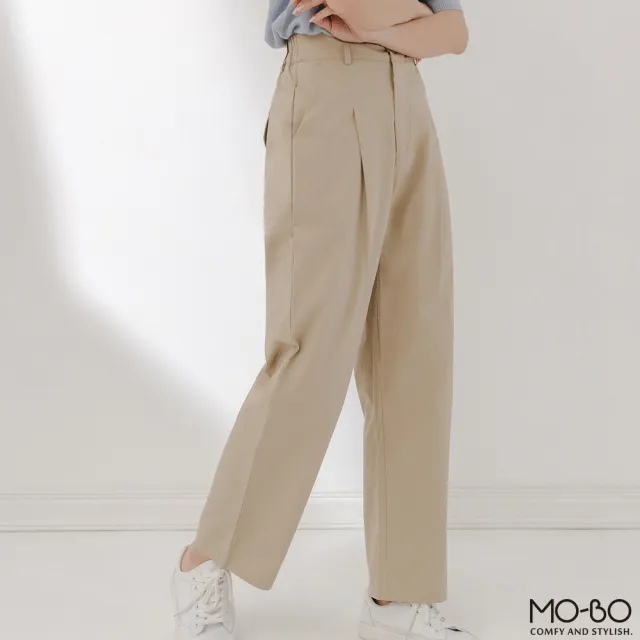 【MO-BO】日系棉質打褶剪裁錐形褲