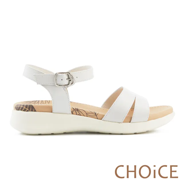 【CHOiCE】夏日輕色系牛皮厚底涼鞋(米白)