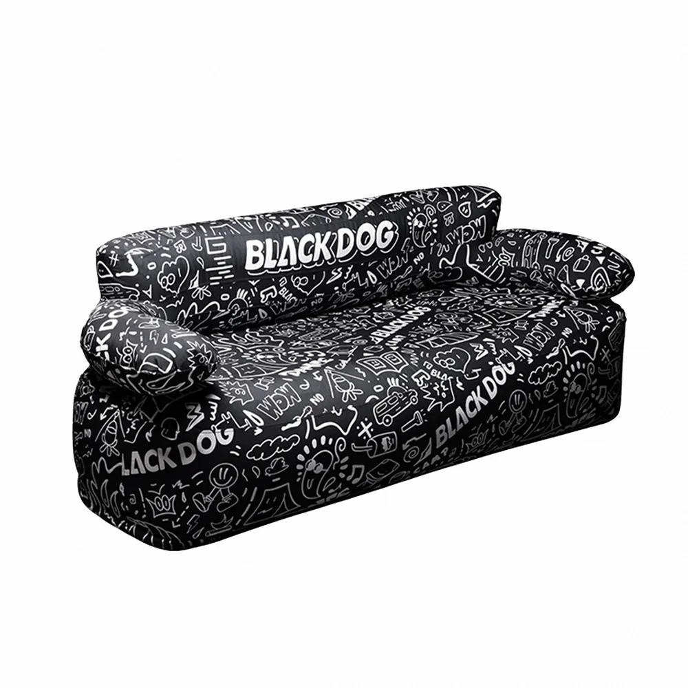 【Blackdog】瘋狂夢想家 手繪塗鴉充氣沙發 雙人款 CQ23001(台灣總代理公司貨)