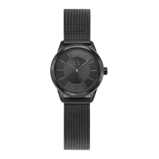 【Calvin Klein 凱文克萊】minimal系列 黑色系小錶盤 米蘭錶帶 手錶 腕錶 CK錶 24mm(K3M234B1)
