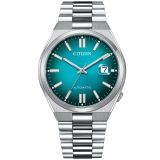 【CITIZEN 星辰】經典紳士時尚自動上鍊機械錶-40mm/湖水綠 畢業 禮物(NJ0151-88X)