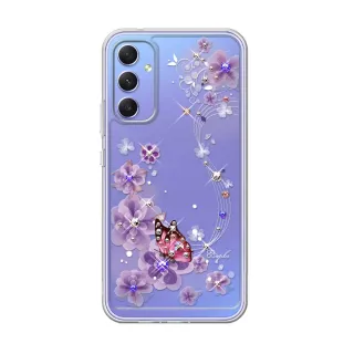 【apbs】Samsung Galaxy A15/A25/A26/A34/A35/A36/A55/A56/M14/M34 5G 防震雙料水晶彩鑽手機殼(迷情蝶戀)