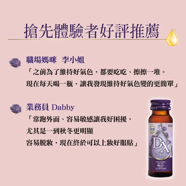 【IKOR】DX極美秘戀蛋白聚醣飲x1盒(6瓶/盒 蛋白聚醣 穀胱甘肽 極潤保水)