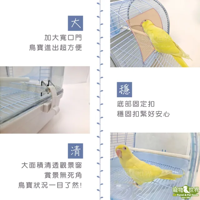 水晶鸚鵡鳥類外出籠 大號(中型中小型鸚鵡鳥類 外出用品 輕量通風提籠水晶籠 多款顏色)