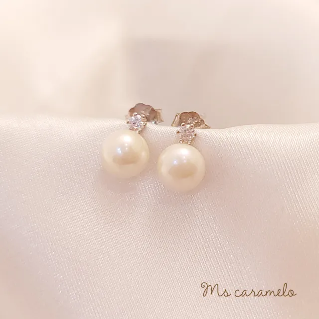 【焦糖小姐 Ms caramelo】925純銀鍍K白(貝珠耳環)