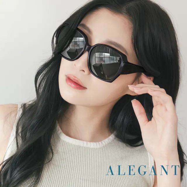 【ALEGANT】時尚森感黑舒適加大方框全罩式防滑彈力鏡腳寶麗來偏光墨鏡/UV400太陽眼鏡(外掛式/MIT台灣製)