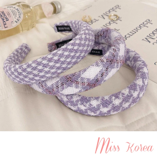 【MISS KOREA】紫色髮箍 針織髮箍 交叉髮箍/韓國設計氣質紫色針織交叉格紋高顱頂髮箍 髮圈(3款任選)
