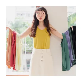 【OB 嚴選】涼感小V臉莫代爾兩穿V領U領背心上衣 《AB17111》