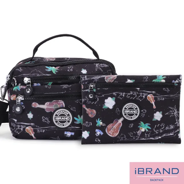 【iBrand】雙11 百搭實用雙拉鍊2WAY手提側斜背包(沙漠派對)