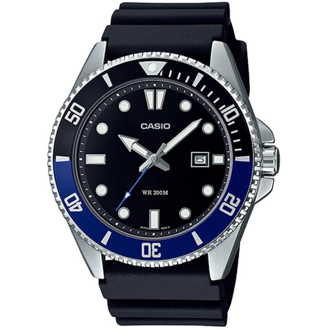 【CASIO 卡西歐】新槍魚類勞力士黑水鬼200米潛水錶 情人節 送禮(MDV-107-1A2)