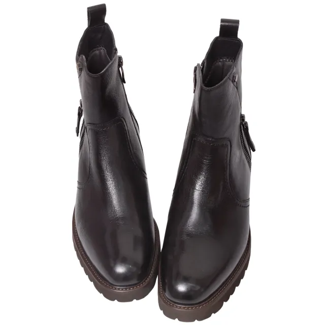 【Ann’S】復古擦色-顯瘦楦型真皮頂級牛皮短靴4cm(黑)