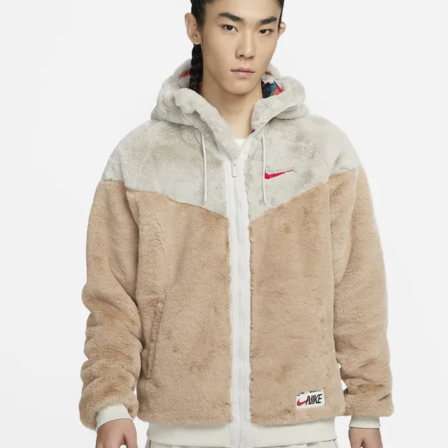 【NIKE 耐吉】兔年限定 人造毛皮 夾克 休閒 AS NSW WR FUR JKT 男 白卡其(FD9895200)