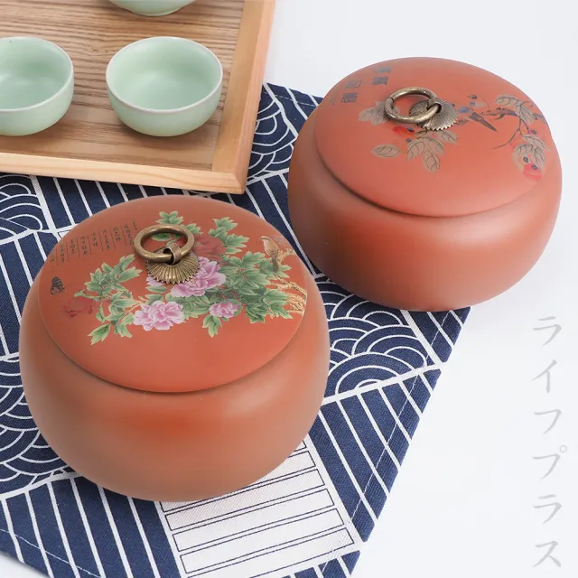 扁形陶土茶葉罐-1入組(茶葉罐)