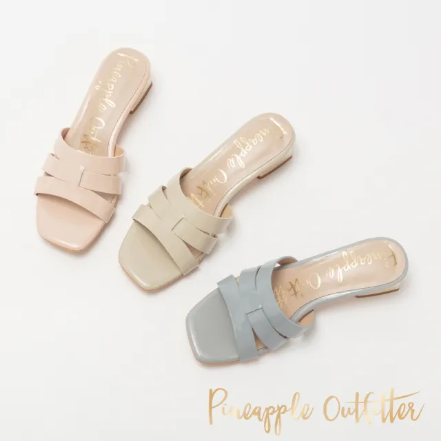 【Pineapple Outfitter】RHETT 真皮編織金屬低跟拖鞋(灰色)