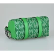 【Michael Kors】MICHAEL KORS字母浮雕LOGO PVC波士頓包設計拉鍊手提鑰匙圈零錢包(棕櫚綠)