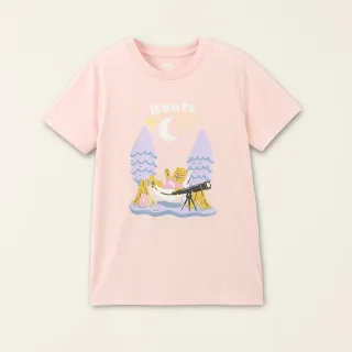 【Roots】Roots女裝-星際遨遊系列 觀星海狸有機棉短袖T恤(粉色)