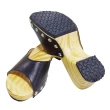 【MMHH】防滑橡膠大底 健康真皮手工木製涼鞋 - 黑色(維持良好走路姿勢 挺拔您背部脊椎 越穿越健康)